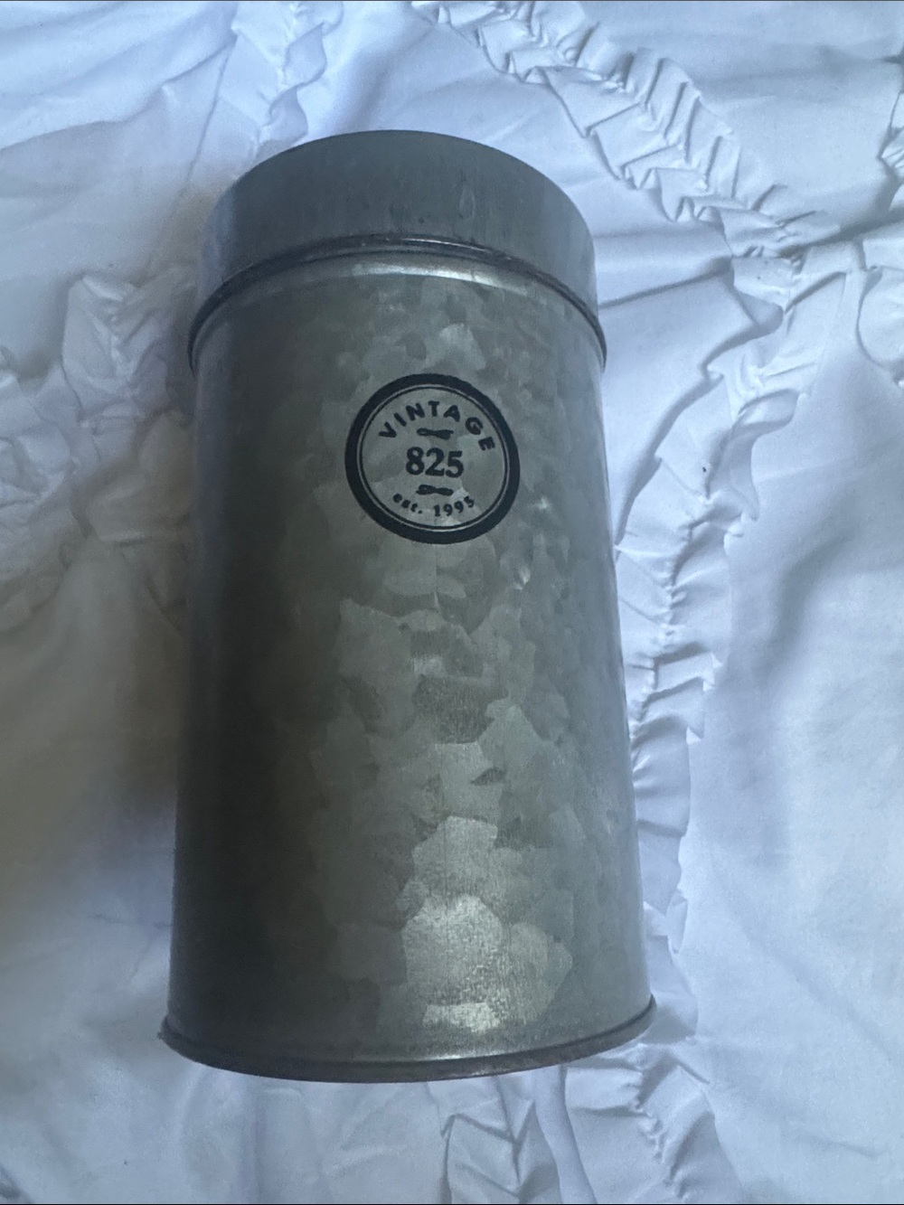 Vintage 825 Galvanized Metal Canister - Silver